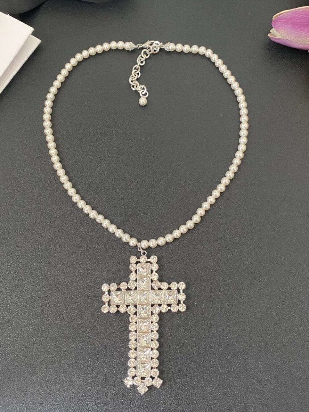 Alessandra Rich Crystal Cross Necklace